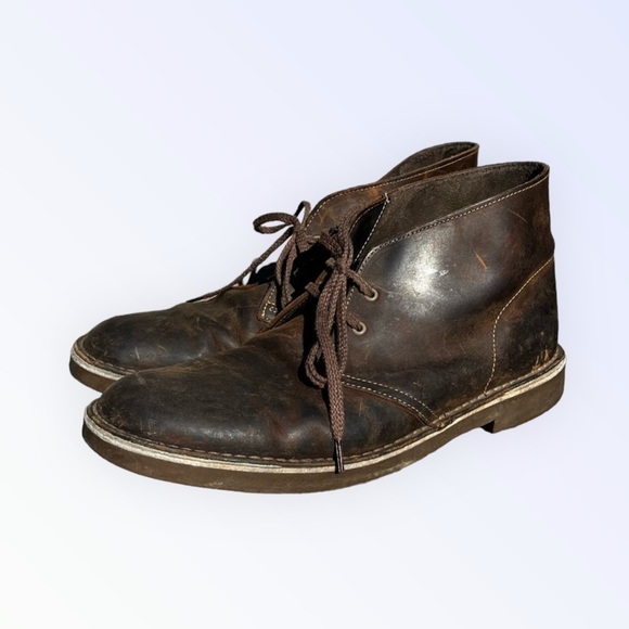 🌻Clarks Originals 100% Leather Brown Desert Chukka Boot Bootie Men's Size 10 - Picture 5 of 12